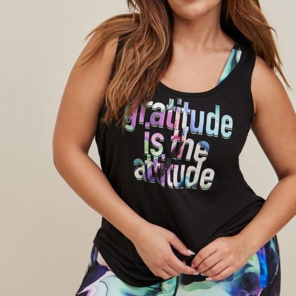 torrid Tops - NWT Torrid 4X Performance Cotton Scoop Neck Sleeveless Active Tank "Gratitude"